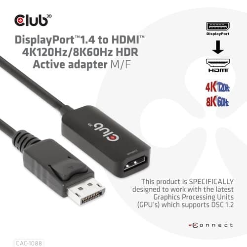 DP1.4 TO HDMI M/F HDR ACTIVE ADAPTER 4K120HZ/8K60HZ
