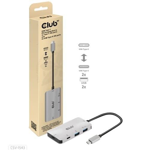 USBC PD CHARGE HUB TO 2X USBC/A 2X USB-C 10G 2X USB-A 10G