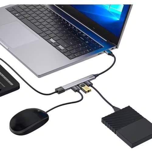 SLIM USB-A 4PORT HUB X4 USB-A PORTS GREY
