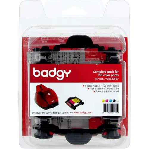 BADGY1 CONSUMABLE PK 1 CLR RIB 100 CARDS FOR BADGY1