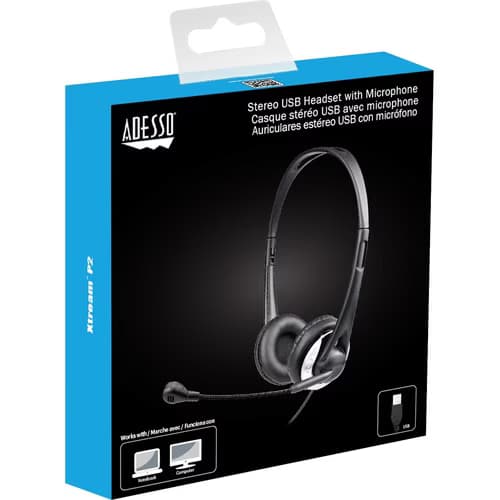 USB HEADSET WITH ADJUSTABLE MICROPHONE REMOVABLE EARPADS