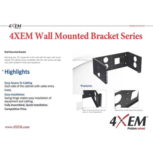 3U 19IN HINGED WALL MOUNT BRACKET 12IN DEEP NETWORK EQUIPMENT