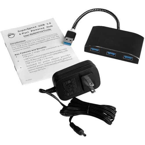 SUPERSPEED USB 3 4PORT POWERED HUB PROVIDES OPTIONAL POWER ADAPTE