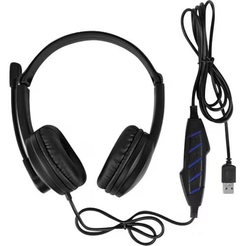 WIRED USB STEREO HEADSET W/BOOM MICROPHONE LINE CONTROL