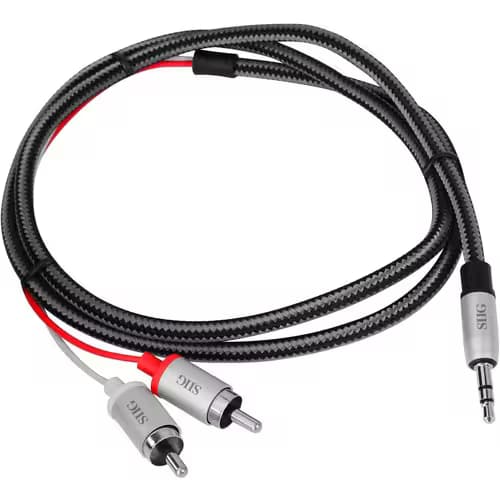 1M CB-AU0E12-S1 M/M 3.5MM TO RCA WOVEN FABRIC BRAIDED STEREO CBL