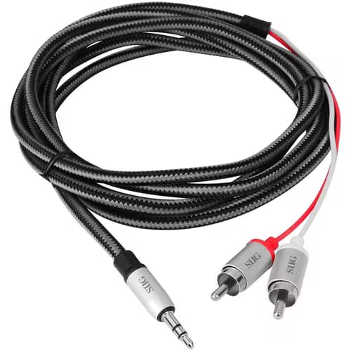 2M WOVEN FABRIC BRAIDED M/M 3.5MM TO RCA STEREO CABLE
