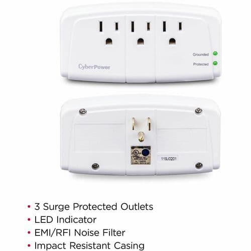 CSB300W SURGE PROTECTOR 3-OUT WALL TAP 900J EMI/RFI 50K CEG