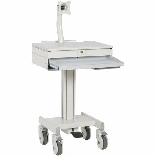 MOBILEWORKSTATIONWITHCASTERS MONITORARMLOCKINGDRAWERTAA