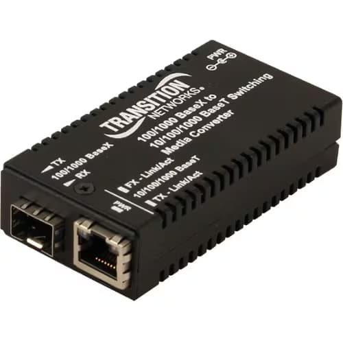 10/100/1000BSE-T 100/1000BSE-X MINI SFP MEDIA CONVERTER W/NA PS